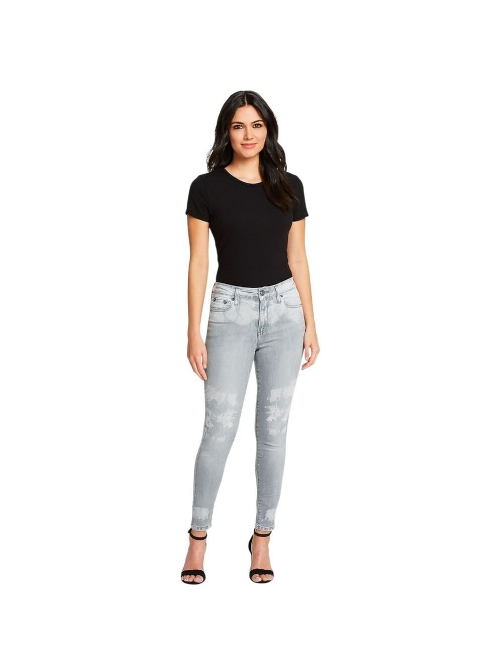 𝅺banana Republic Sculpt Skinny Gray Bleached Mid Rise Denim Jeans Size 27 / 4